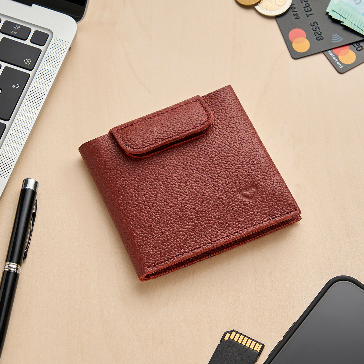 Compact wallet for banknotes, cards and coins KID