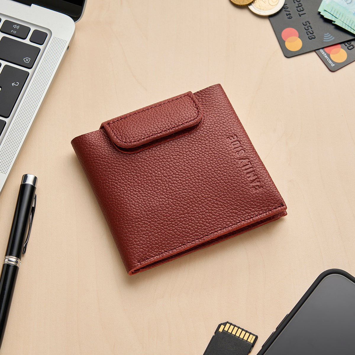 Compact wallet for banknotes, cards and coins KID