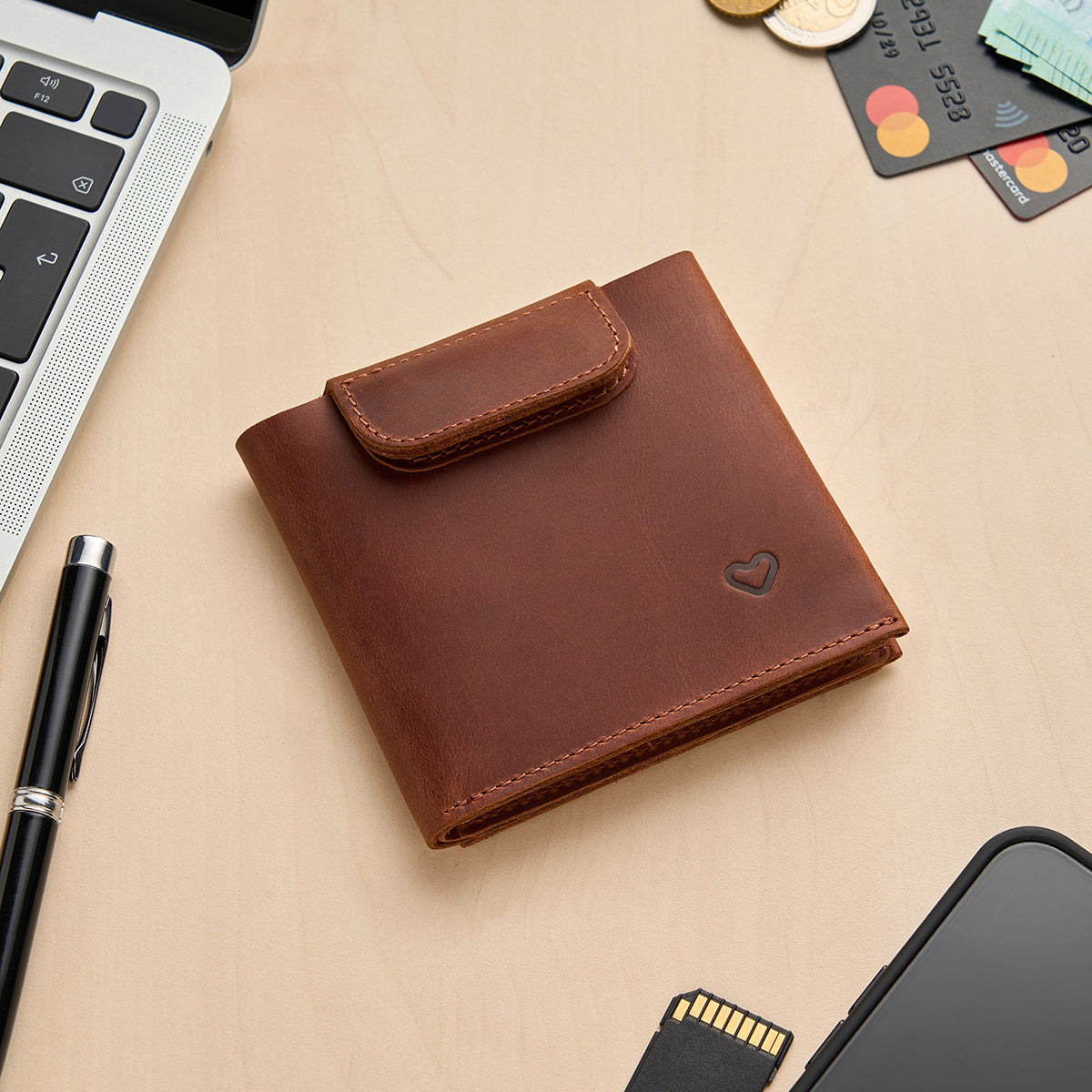 Compact wallet for banknotes, cards and coins KID